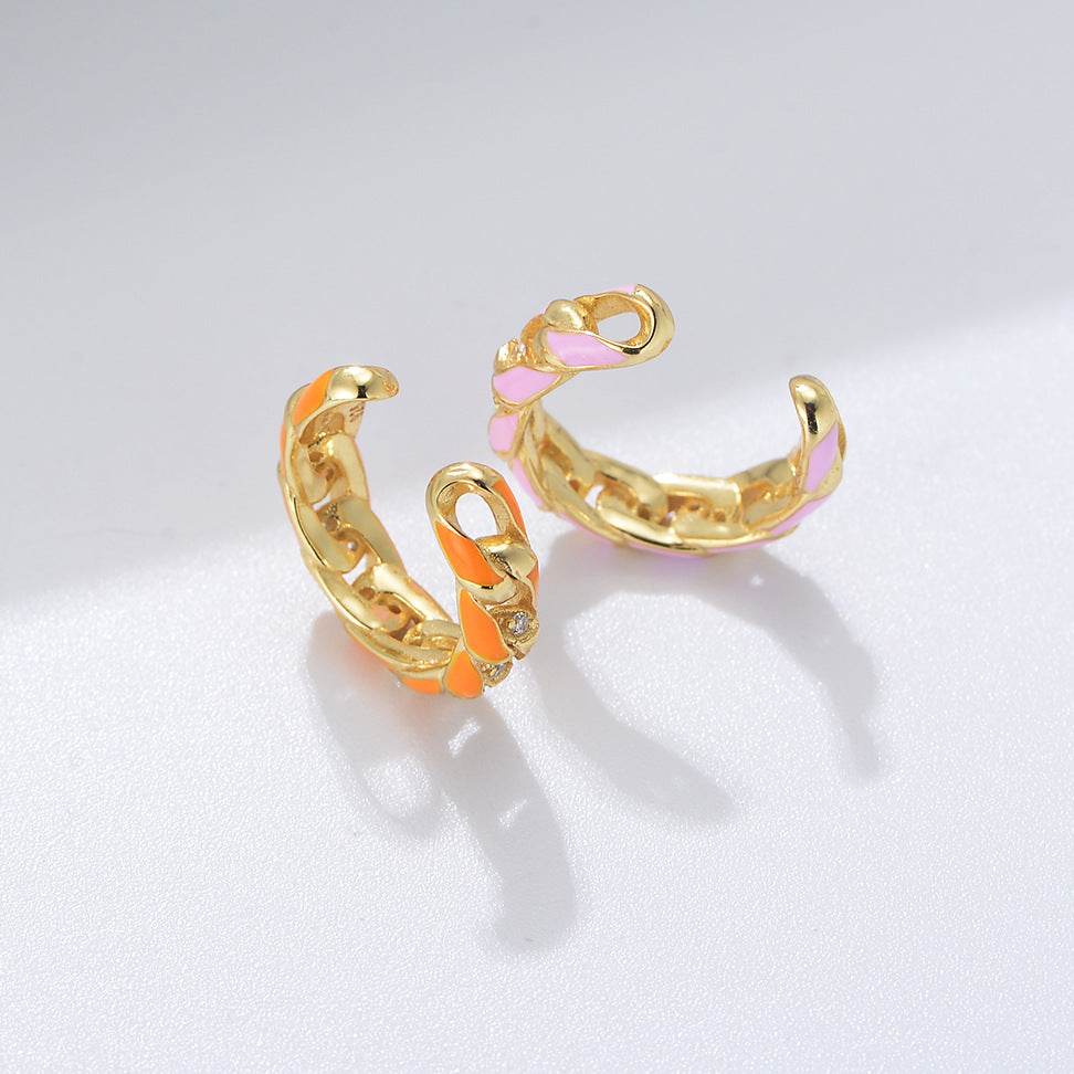 S925 pure silver drop glue hollow diamond inlaid earrings with ear bone clip without ear hole - MOWTE