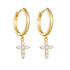 S925 pure silver geometric cross diamond studded earrings with ear buckles for women - MOWTE