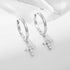 S925 pure silver geometric cross diamond studded earrings with ear buckles for women - MOWTE