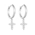 S925 pure silver geometric cross diamond studded earrings with ear buckles for women - MOWTE