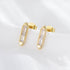 S925 pure silver minimalist geometric square bar with zircon earrings - MOWTE