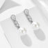 Long silver pearl earrings with light luxury and diamond studded earrings - MOWTE