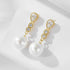 Long silver pearl earrings with light luxury and diamond studded earrings - MOWTE