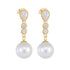Long silver pearl earrings with light luxury and diamond studded earrings - MOWTE