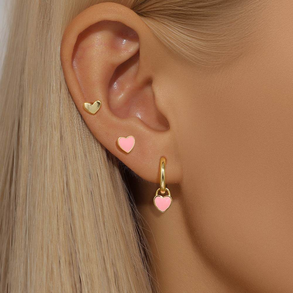 S925 sterling silver diamond studded earrings set with enamel temperament and octagonal star earrings - MOWTE