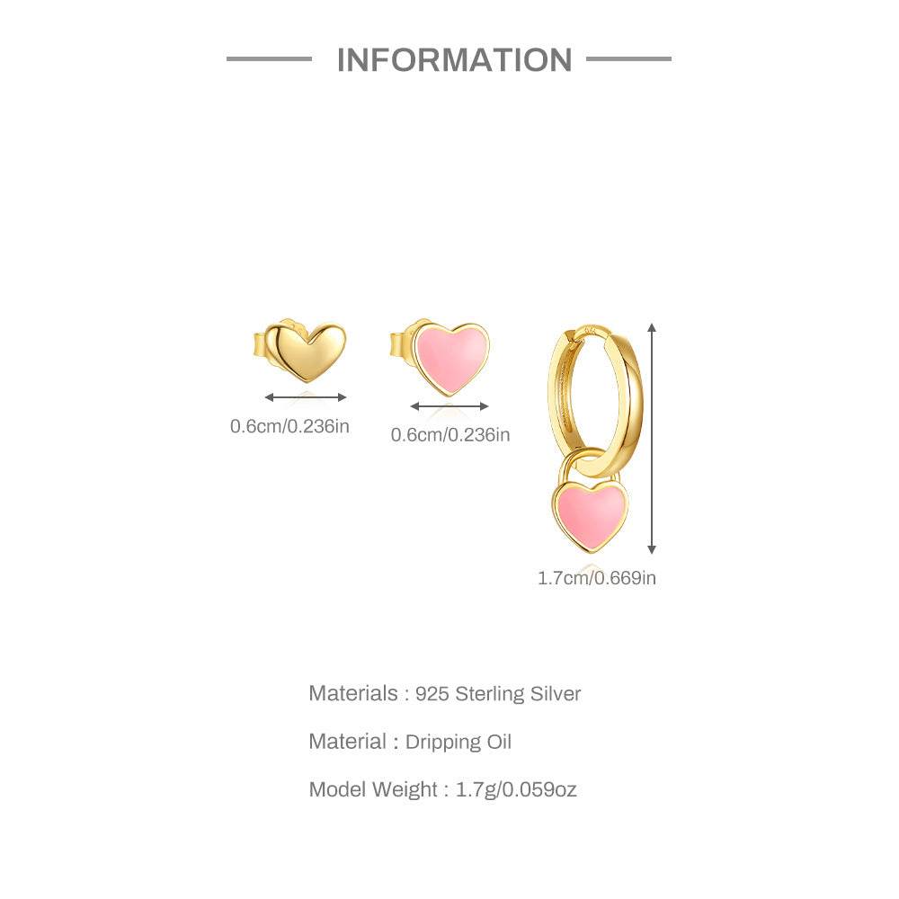 S925 sterling silver diamond studded earrings set with enamel temperament and octagonal star earrings - MOWTE