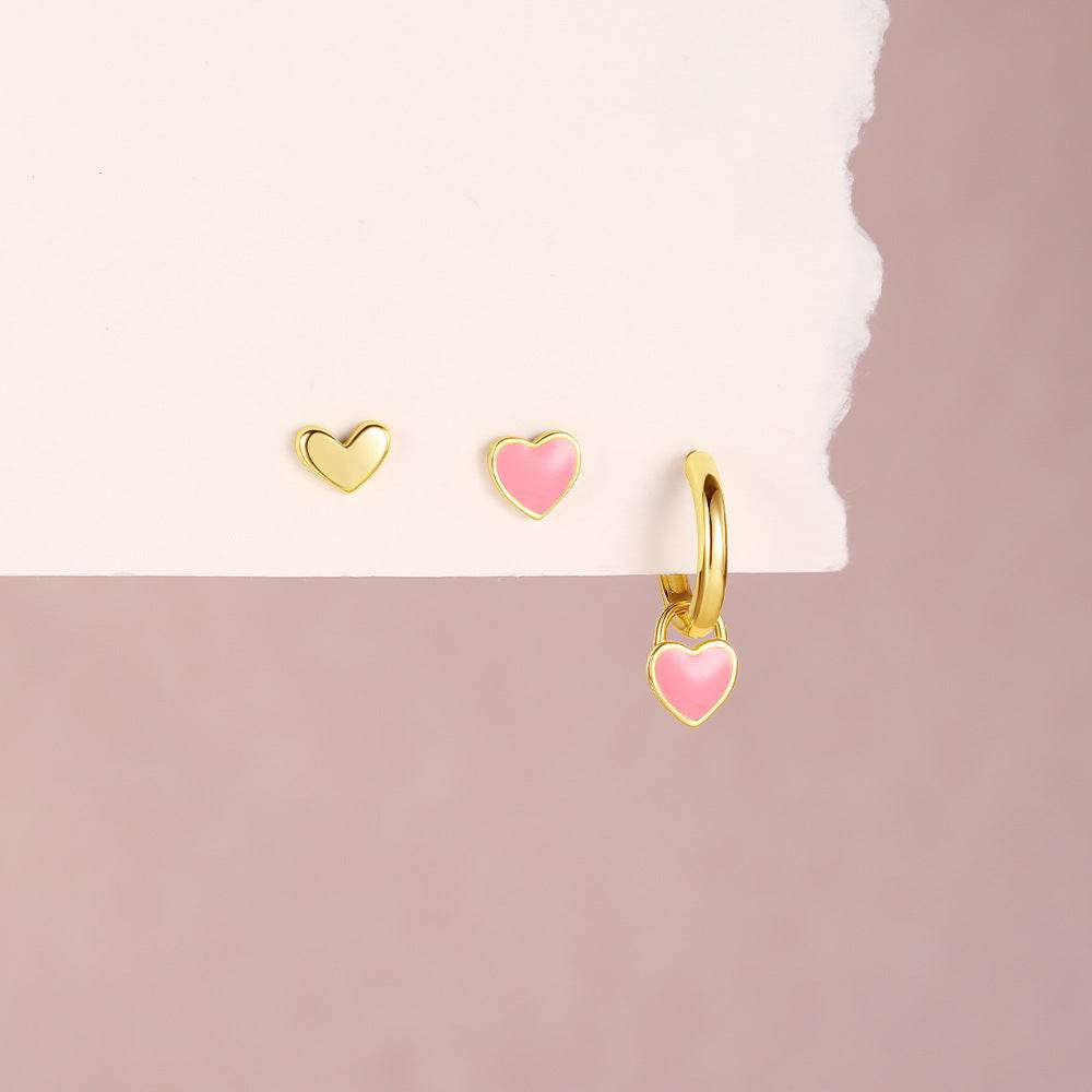 S925 sterling silver diamond studded earrings set with enamel temperament and octagonal star earrings - MOWTE