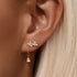 S925 sterling silver hexagonal star exquisite layered commuting earrings with flower - MOWTE
