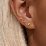 S925 sterling silver studded with diamonds exquisite heart stars moon small earrings - MOWTE