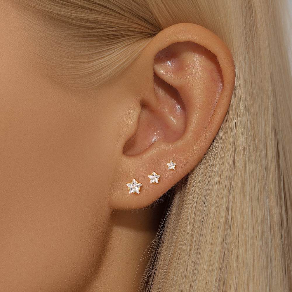 S925 sterling silver geometric Australian treasure fashion set studs - MOWTE