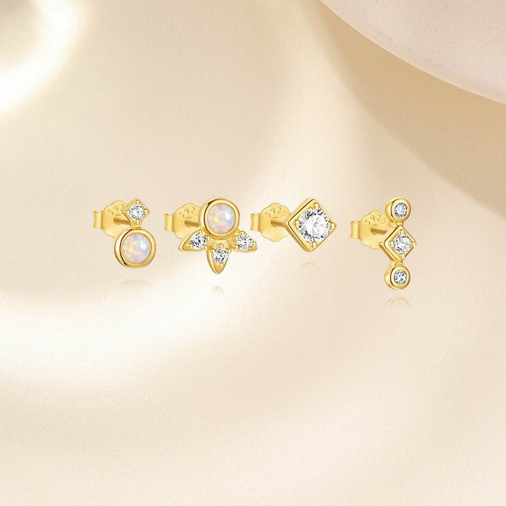 S925 sterling silver geometric Australian treasure fashion set earrings - MOWTE