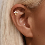 S925 pure silver daily wear geometric elements zircon splicing cartilage spiral puncture 16G earrings earrings - MOWTE