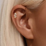 S925 pure silver daily wear geometric elements zircon splicing cartilage spiral puncture 16G earrings earrings - MOWTE