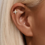 S925 pure silver daily wear geometric elements zircon splicing cartilage spiral puncture 16G earrings earrings - MOWTE
