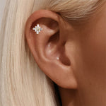 S925 pure silver daily wear geometric elements zircon splicing cartilage spiral puncture 16G earrings earrings - MOWTE