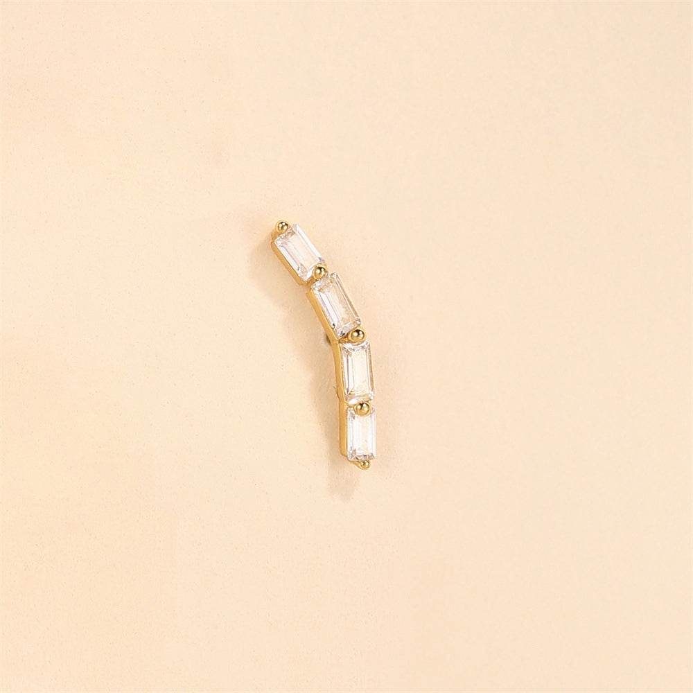 S925 sterling silver daily outfit with diamond studded tassel geometry 16g Devil's Eye diamond studded puncture thread earlobe and ear bone - MOWTE