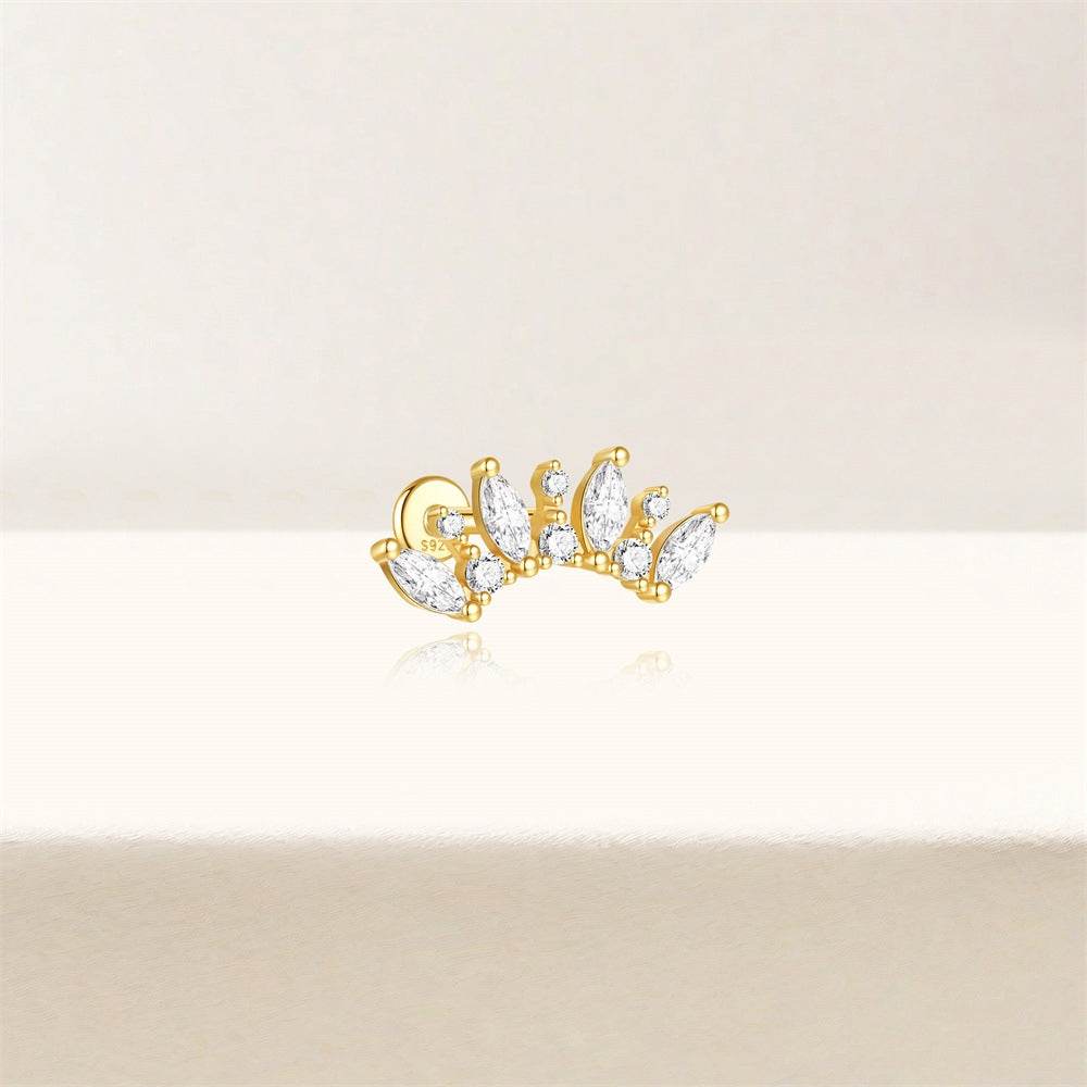 S925 sterling silver daily outfit with diamond studded tassel geometry 16g Devil's Eye diamond studded puncture thread earlobe and ear bone - MOWTE