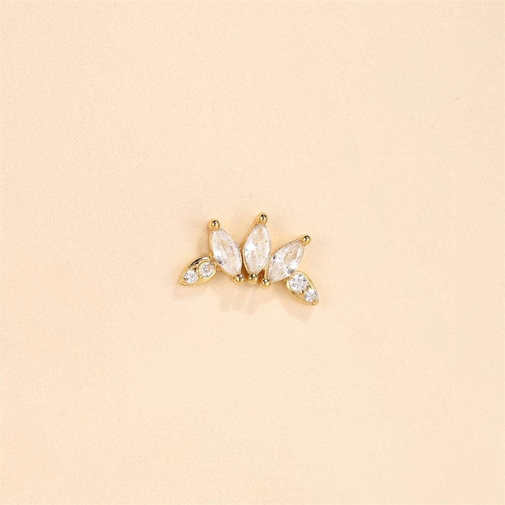 S925 sterling silver daily outfit with diamond studded tassel geometry 16g Devil's Eye diamond studded puncture thread earlobe and ear bone - MOWTE