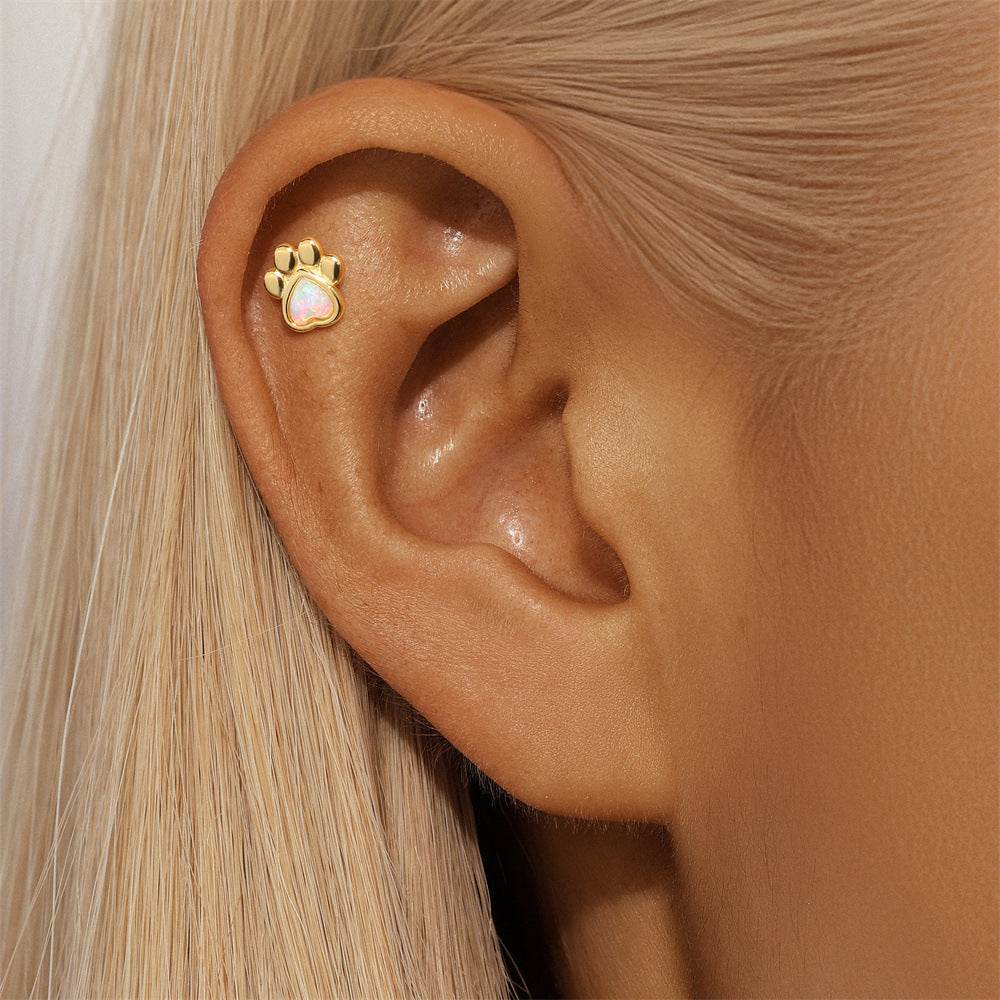 S925 sterling silver daily outfit with diamond studded tassel geometry 16g Devil's Eye diamond studded puncture thread earlobe and ear bone - MOWTE