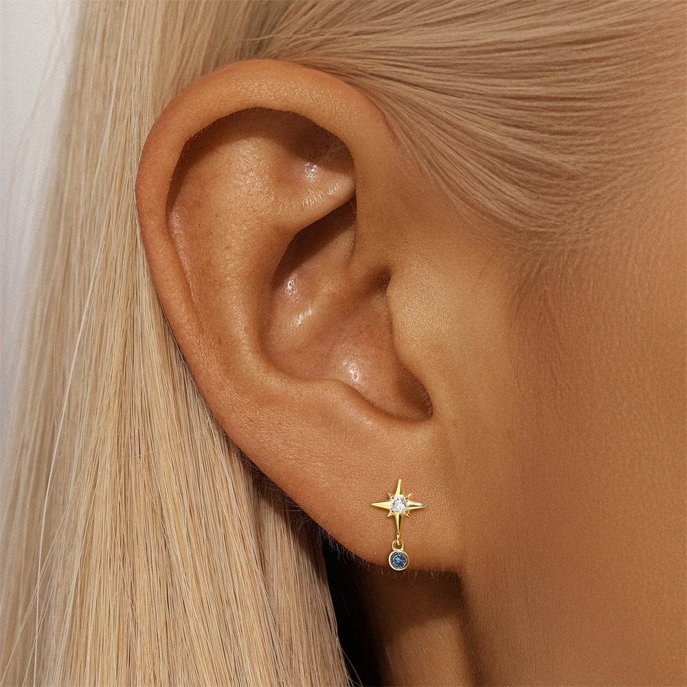 S925 silver design powder zirconium fashionable and popular earrings - MOWTE