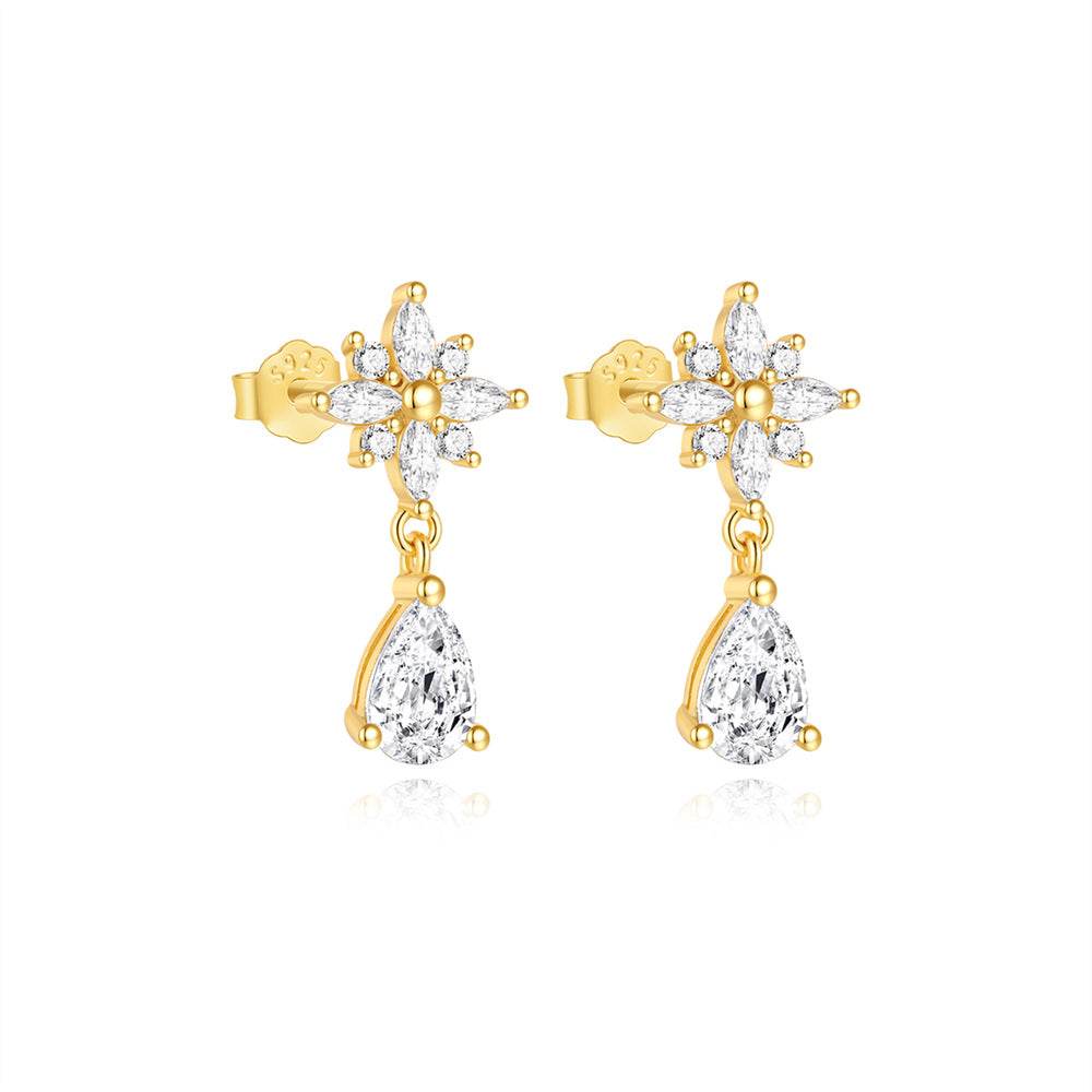S925 silver design powder zirconium fashionable and popular earrings - MOWTE