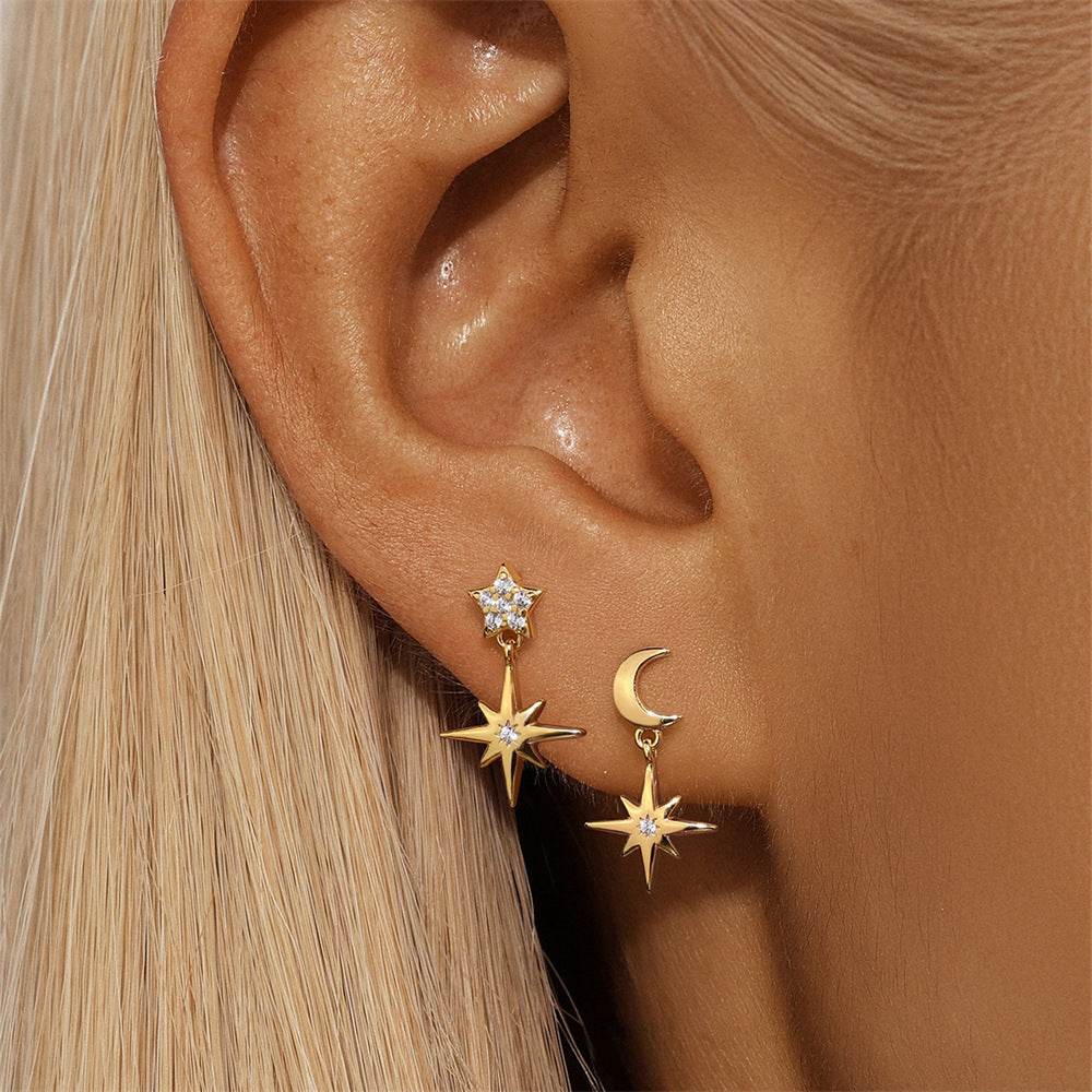 S925 silver design powder zirconium fashionable and popular earrings - MOWTE