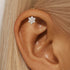 S925 pure silver vertical flat head puncture crown cartilage spiral earrings - MOWTE