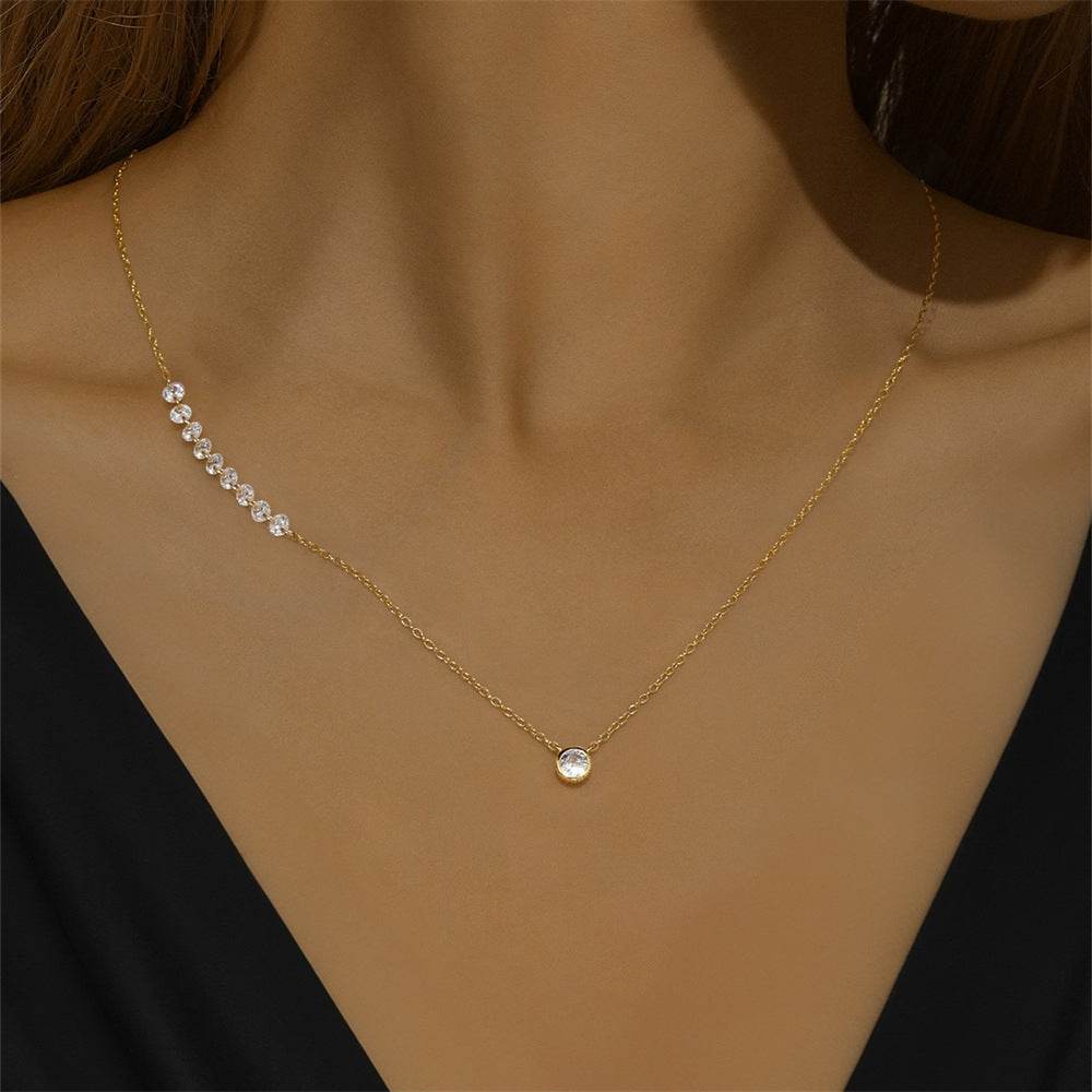 S925 pure silver sparkling round set zircon bubble necklace - MOWTE