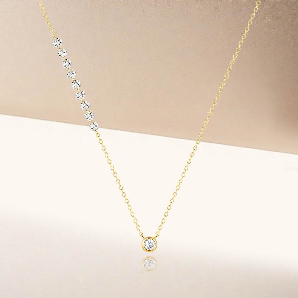 S925 pure silver sparkling round set zircon bubble necklace - MOWTE