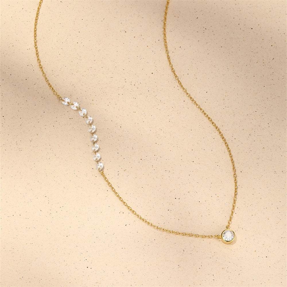 S925 pure silver sparkling round set zircon bubble necklace - MOWTE