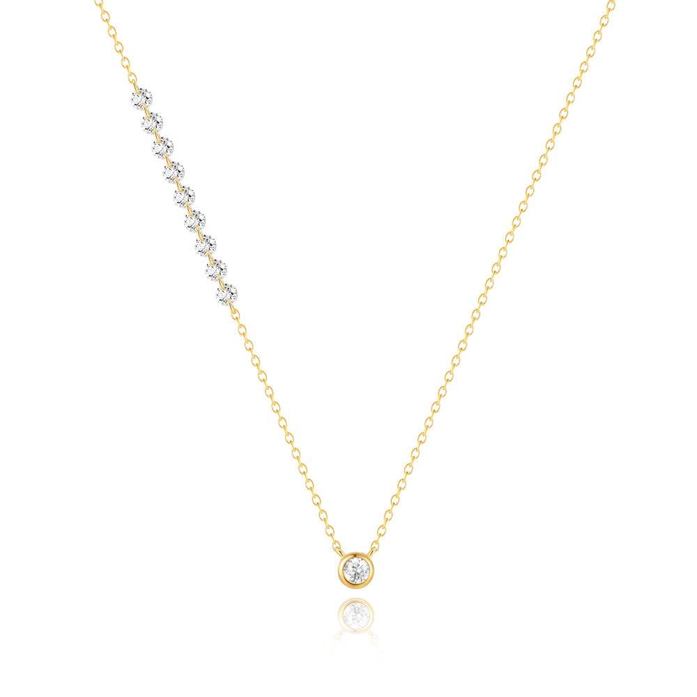 S925 pure silver sparkling round set zircon bubble necklace - MOWTE