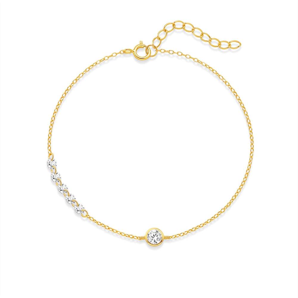 S925 sterling silver sparkling round set zircon bubble bracelet - MOWTE