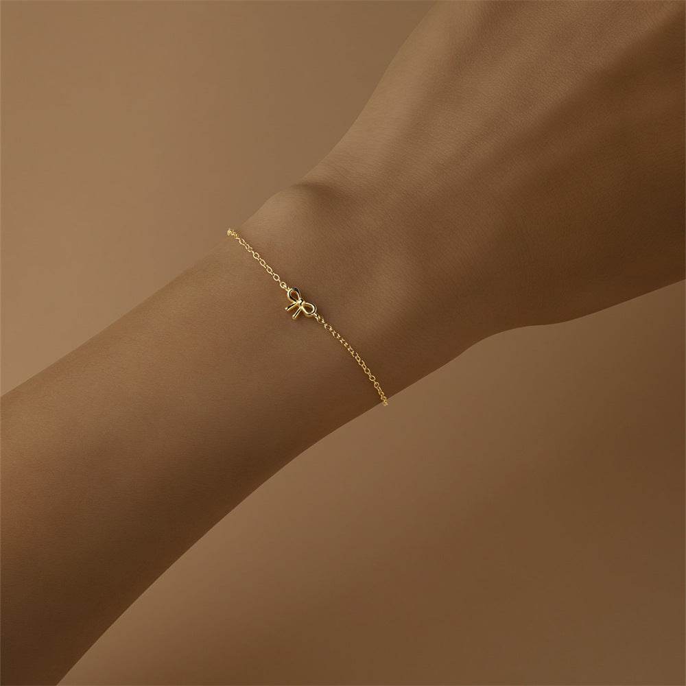 S925 sterling silver bow women's smooth classic bracelet - MOWTE