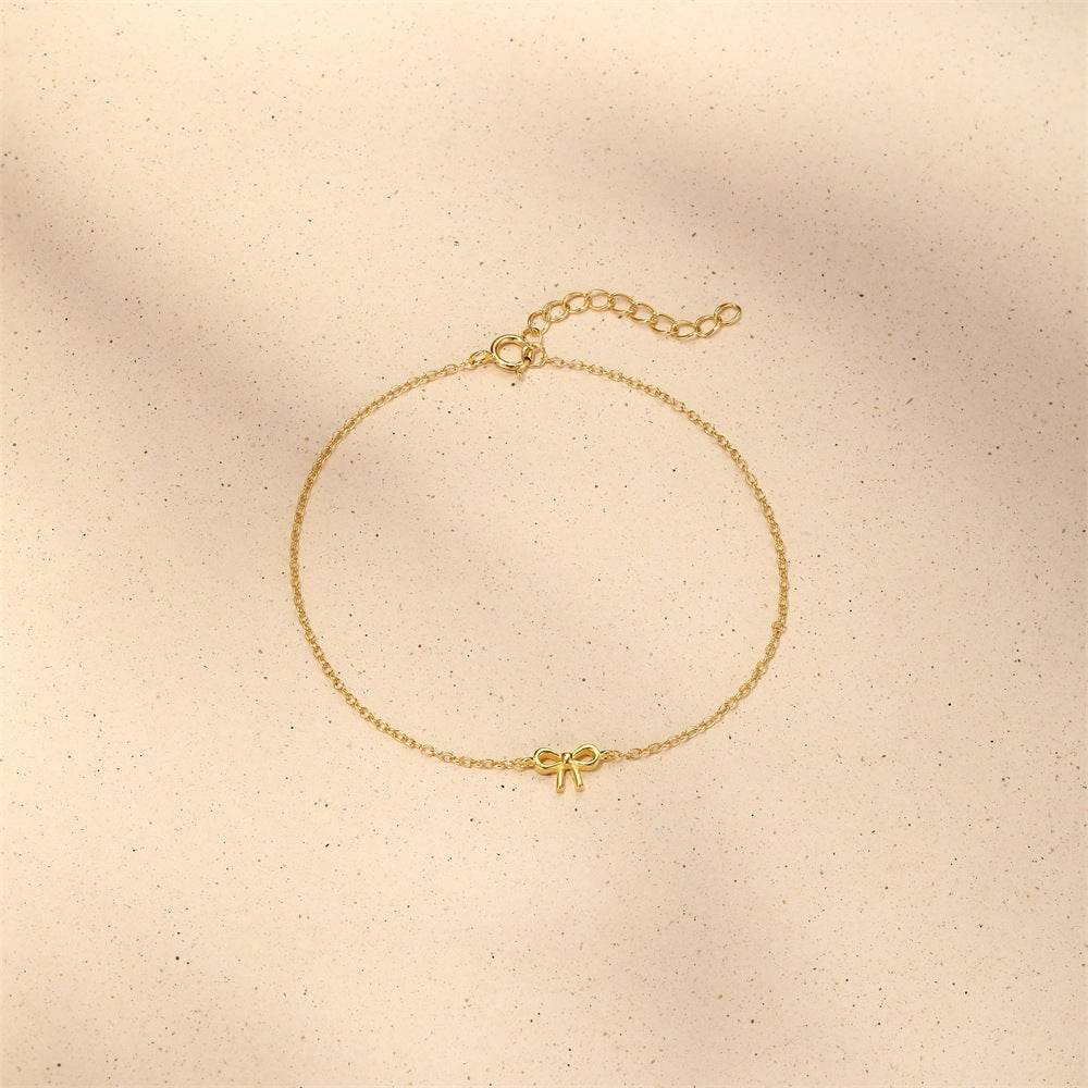 S925 sterling silver bow women's smooth classic bracelet - MOWTE