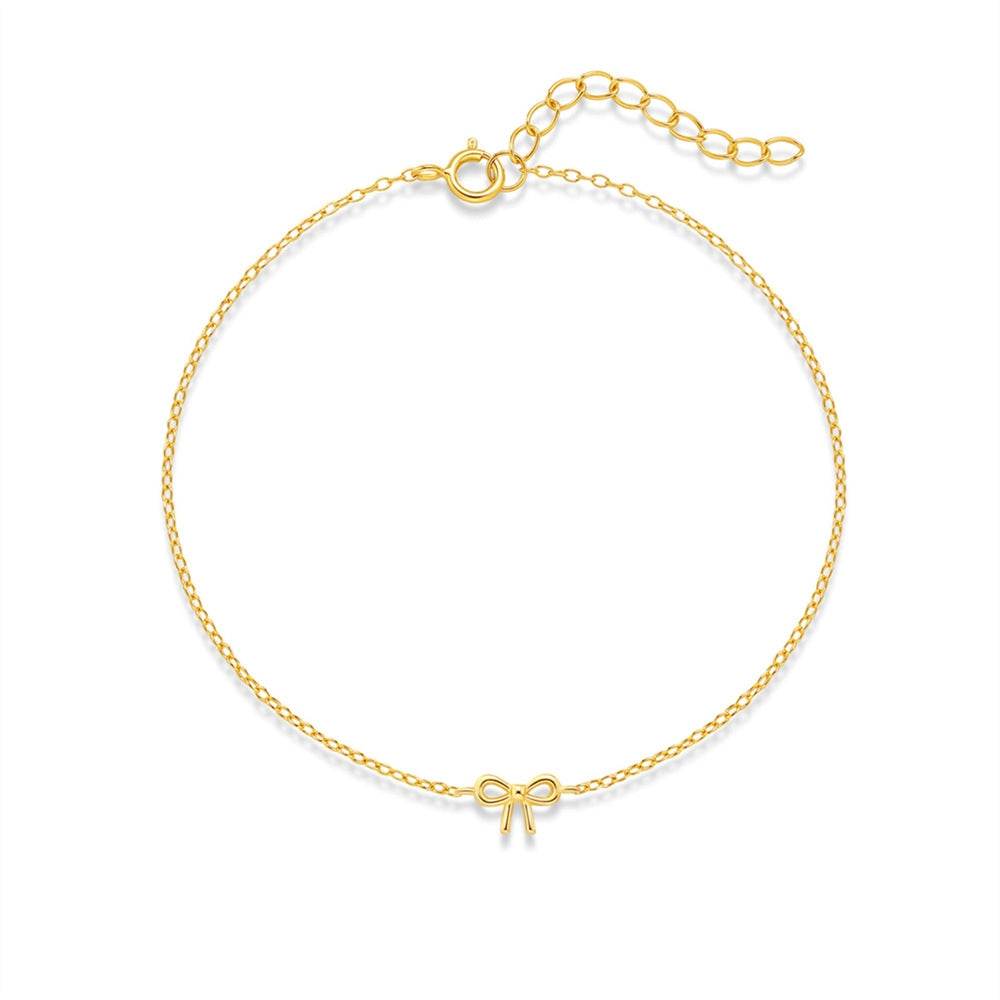 S925 sterling silver bow women's smooth classic bracelet - MOWTE