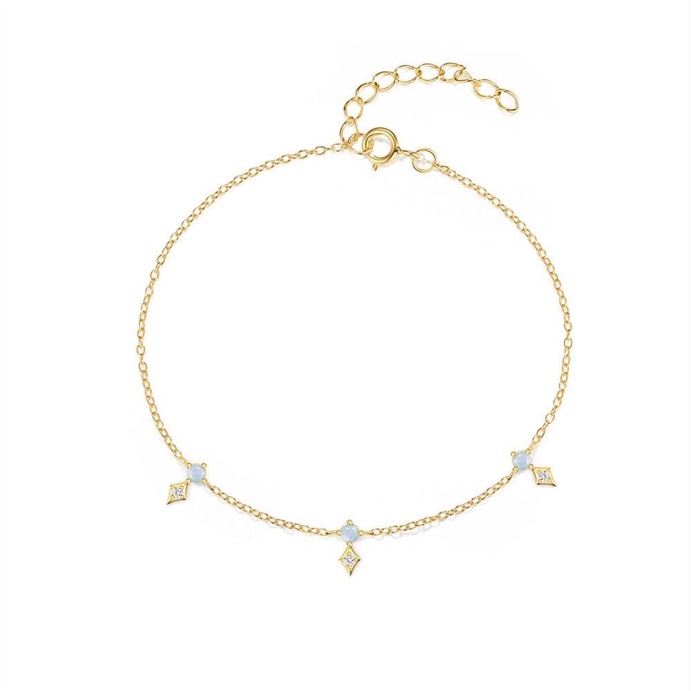 S925 Sterling Silver Star Blue Opal Stacked Bracelet - MOWTE