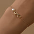 S925 pure silver smooth octagonal pearl classic eternal chain daily matching women's bracelet - MOWTE