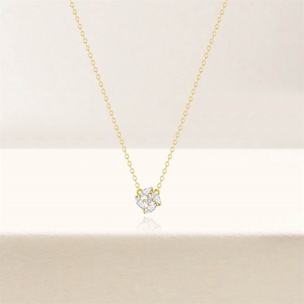 S925 sterling silver daily rose ring collarbone chain - MOWTE