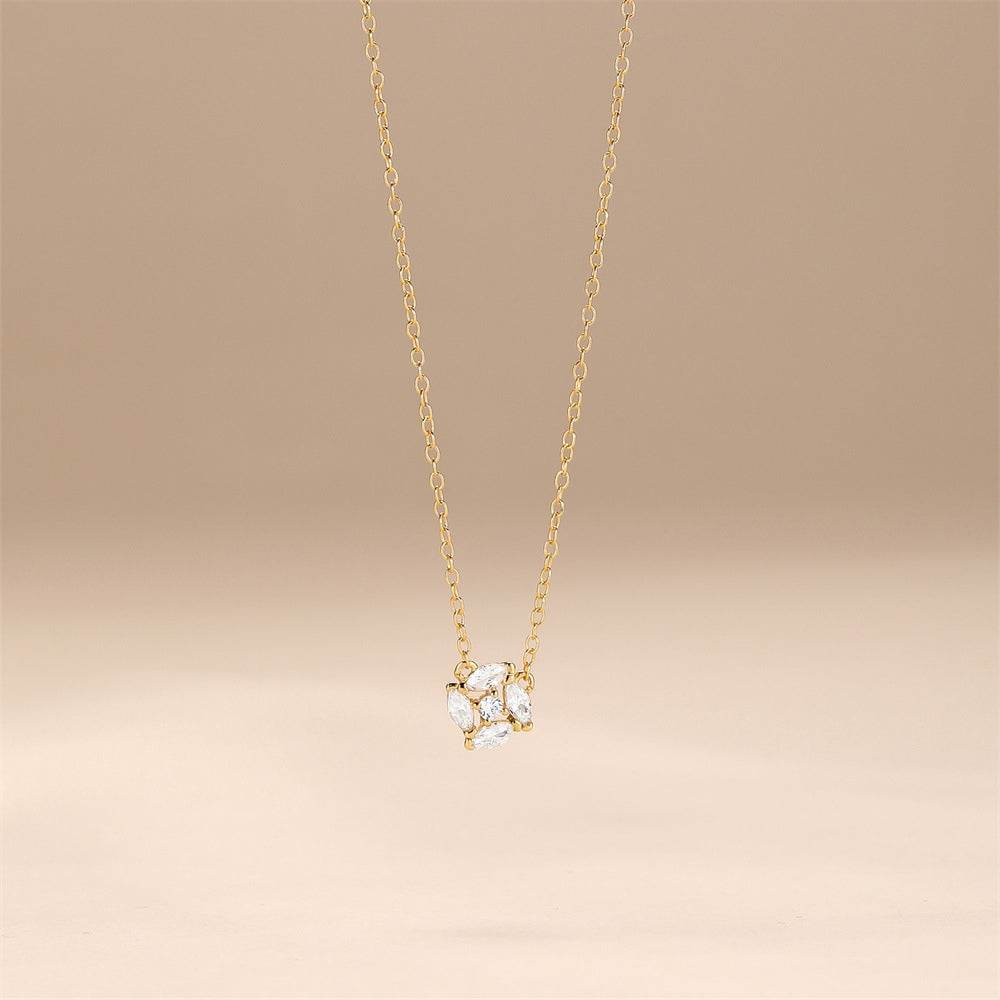 S925 sterling silver daily rose ring collarbone chain - MOWTE