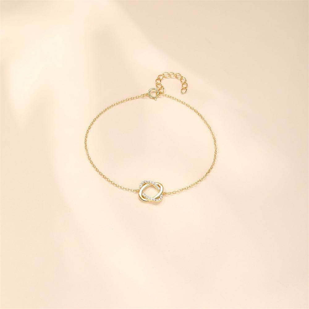 S925 pure silver small flower clover exquisite bubble diamond pearl bracelet - MOWTE