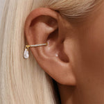 S925 pure silver daily wear simple style with diamond studded water droplet geometric ear clip - MOWTE
