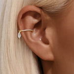 S925 pure silver daily wear simple style with diamond studded water droplet geometric ear clip - MOWTE