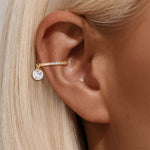 S925 pure silver daily wear simple style with diamond studded water droplet geometric ear clip - MOWTE