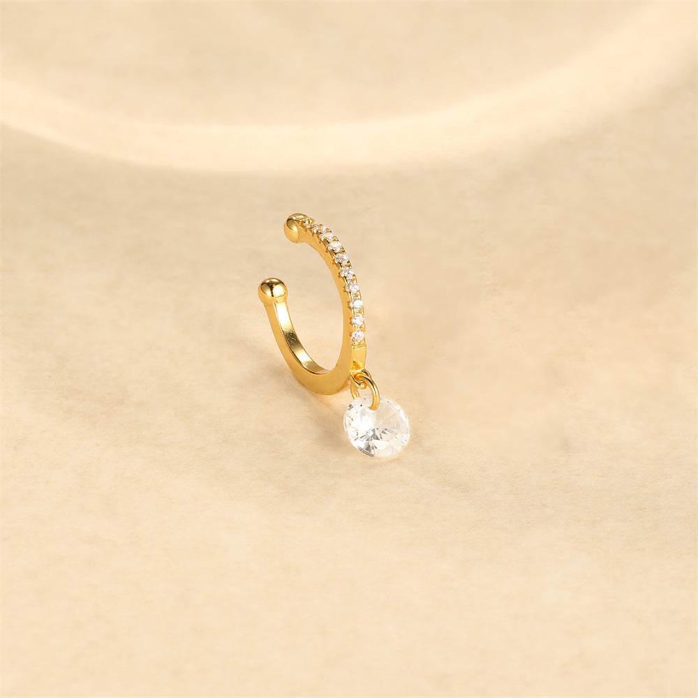 S925 pure silver daily wear simple style with diamond studded water droplet geometric ear clip - MOWTE