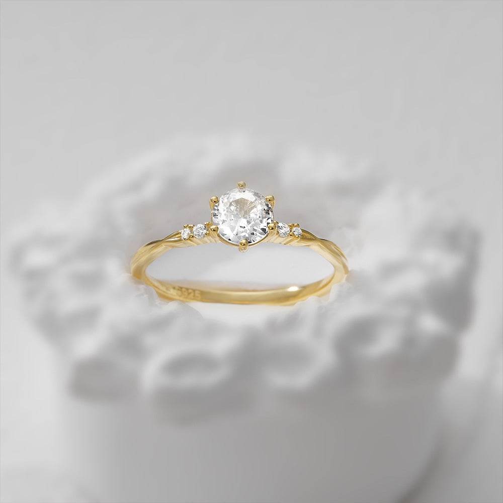 S925 Pure Silver Luxury Square Diamond Set Ring, Women's Carat Diamond Set - MOWTE