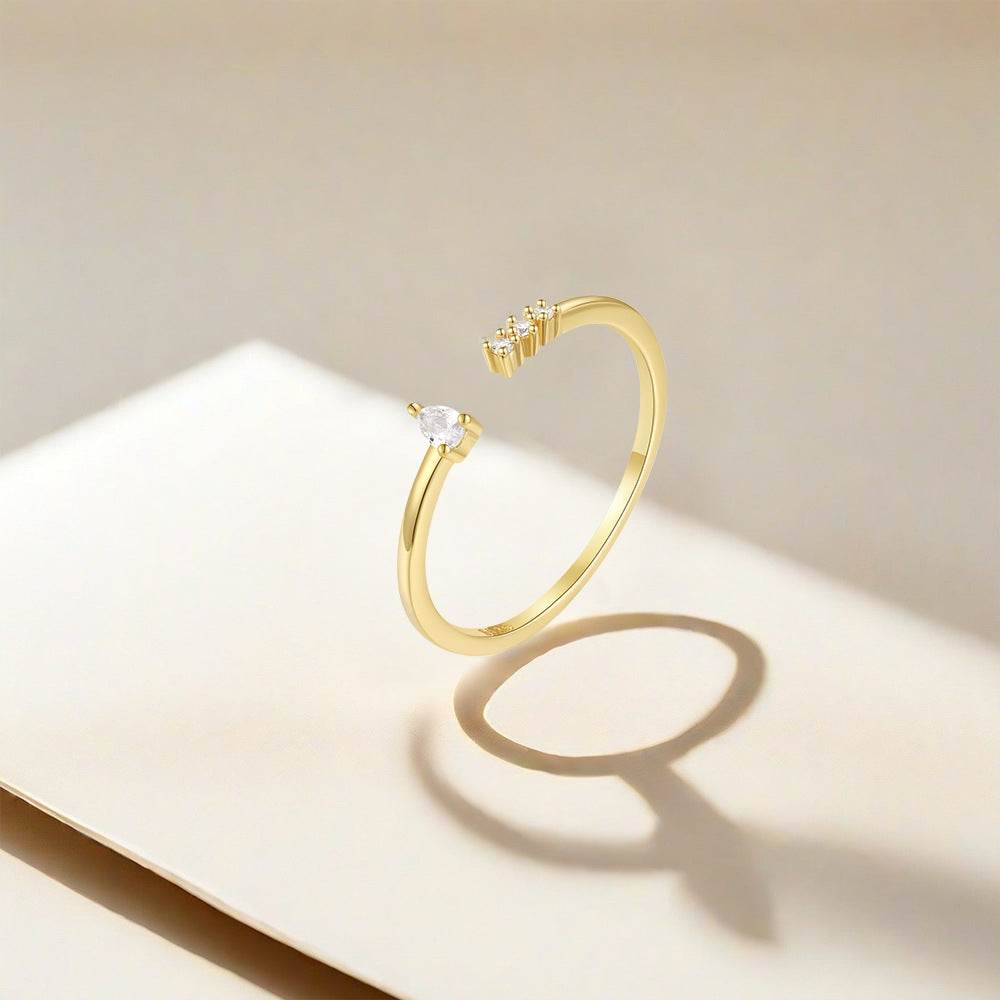 S925 Pure Silver Diamond Set Open Ring - MOWTE