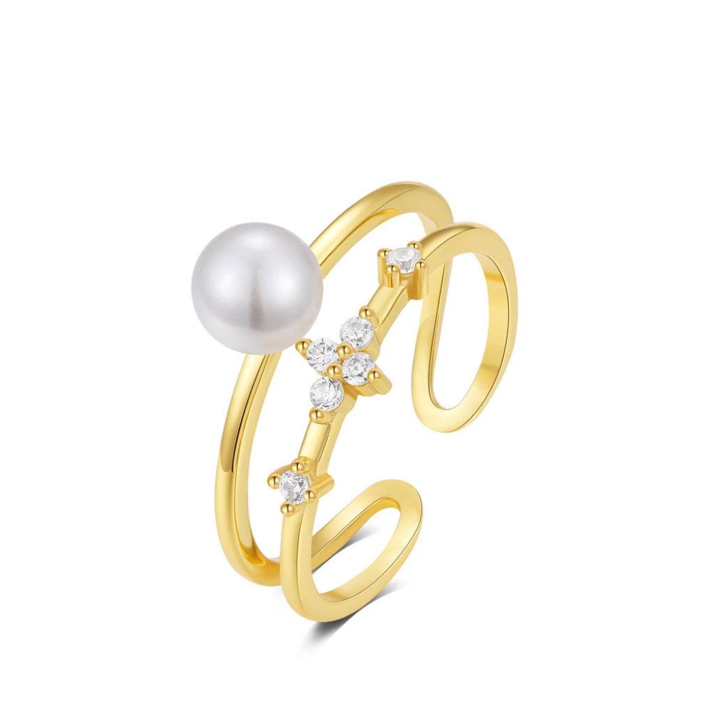 S925 Pure Silver Pearl Open Ring - MOWTE