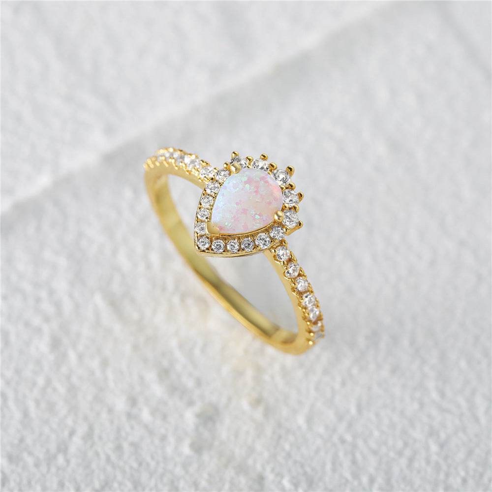 S925 pure silver opal engagement ring - MOWTE