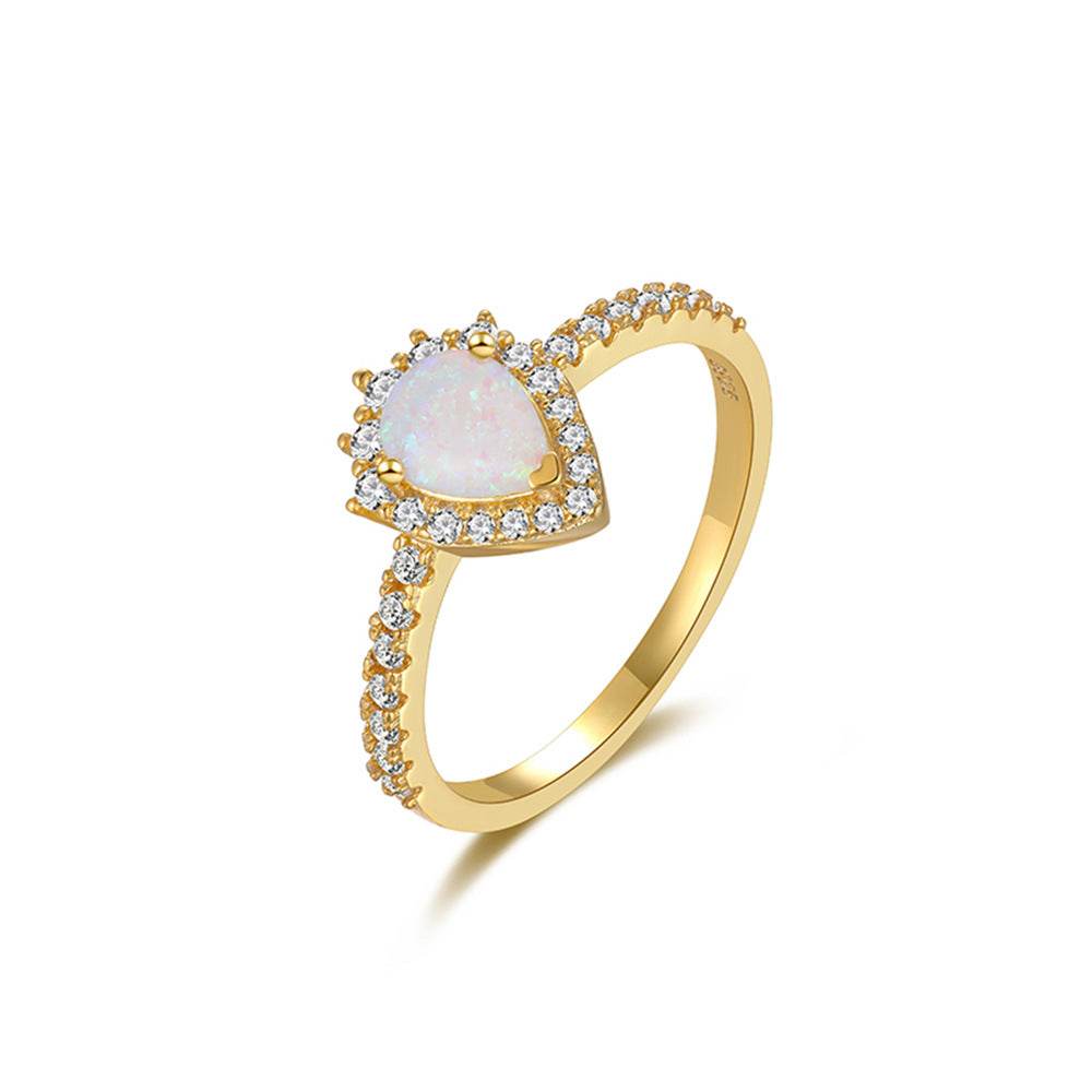 S925 pure silver opal engagement ring - MOWTE