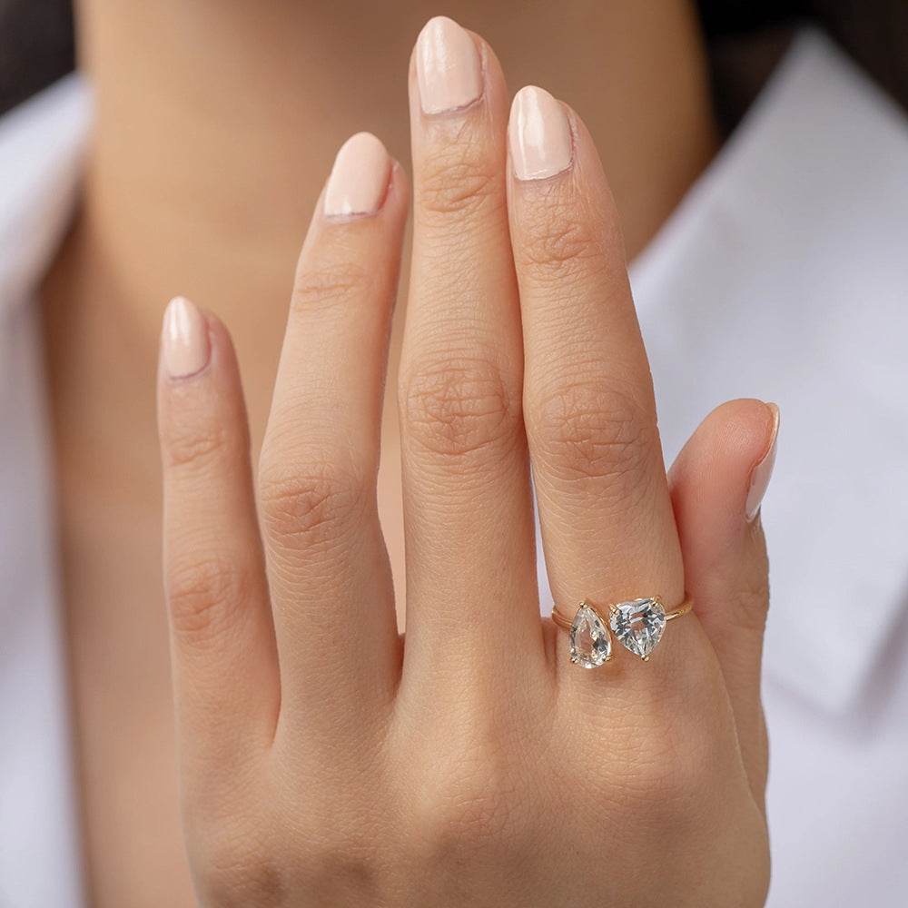 S925 sterling silver open ring with super sparkling diamond setting - MOWTE